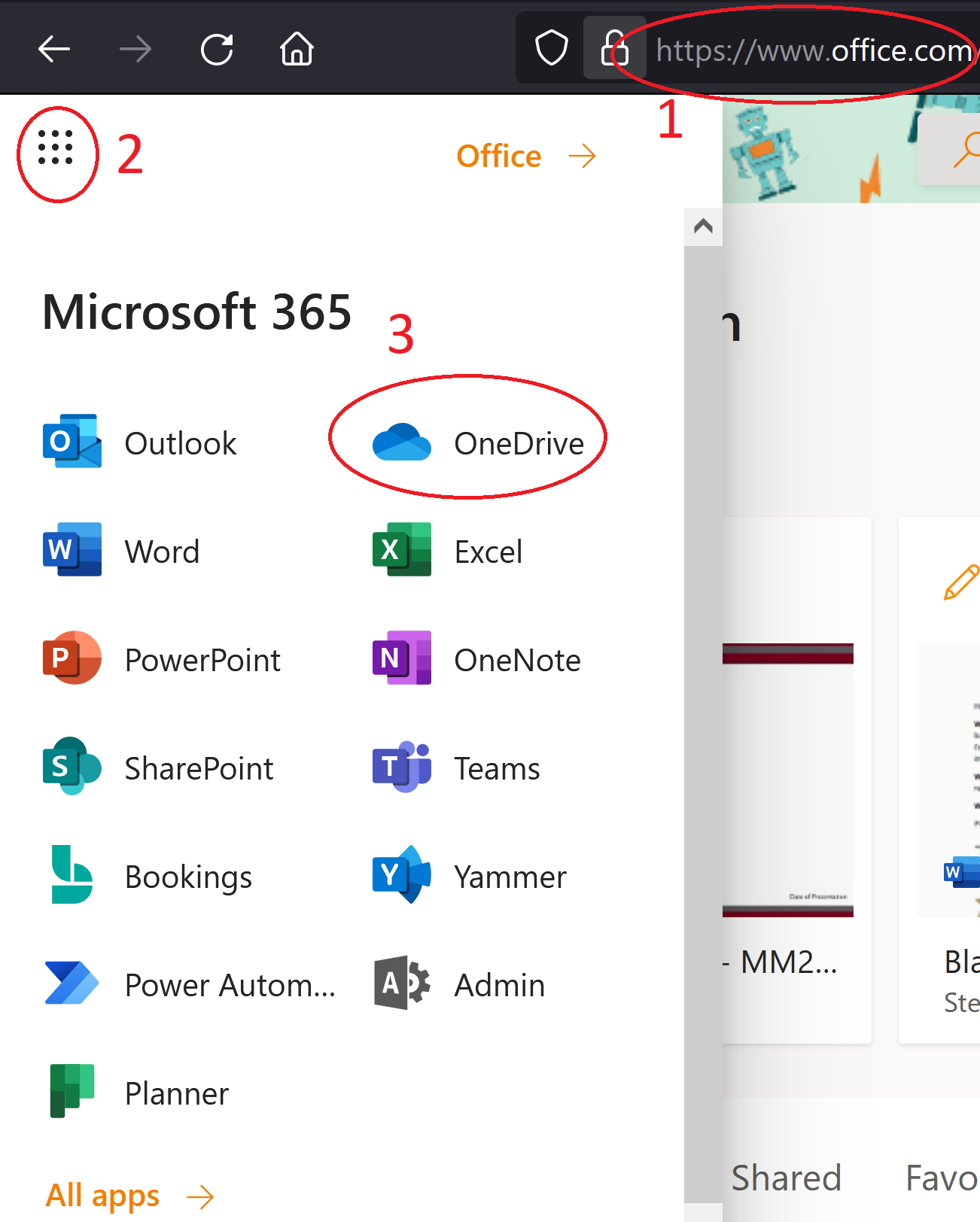 How to access OneDrive from a web browser